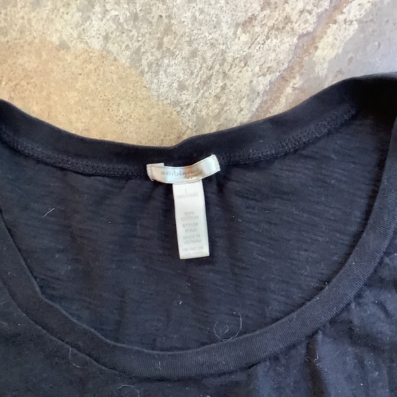 Ambiance apparel L scoop neck black cotton tshirt top short sleeve - Picture 3 of 3